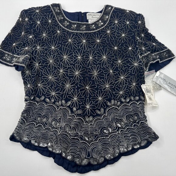 Adrianna Papell Tops - Adrianna Papell Silk Sequin Beaded Top Shirt Womens 8 Evening Cocktail $148 NEW